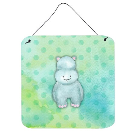 Carolines Treasures Polkadot Hippopotamus Watercolor Wall or Door Hanging Prints BB7389DS66